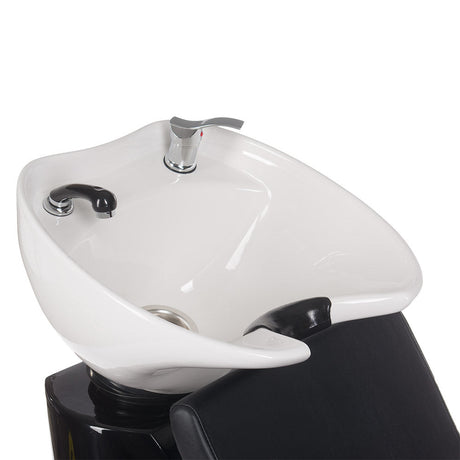 Black Hair Wash Station Vito BH-8022 by Beauty System with sink and adjustable chair for salon use.