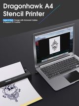 Mast DragonHawk A4 Wireless Thermal Tattoo Stencil Printer displaying the device with control buttons and wireless connectivity features.