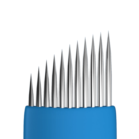 Box of 25 Brow Daddy GENIE Nano Feather Microblades for precise, natural eyebrow microblading and detailing.