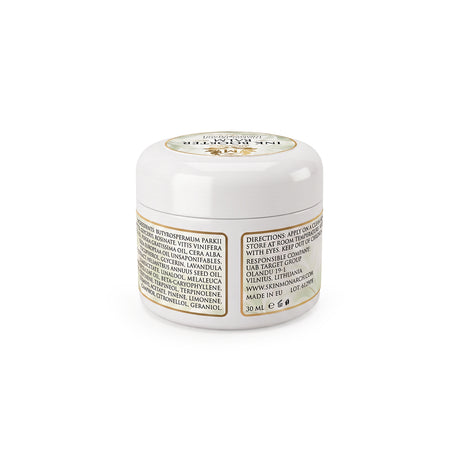 Skin Monarch Ink Booster Balm 30مل, الملصق الخلفي مع المكونات وتعليمات الاستخدام