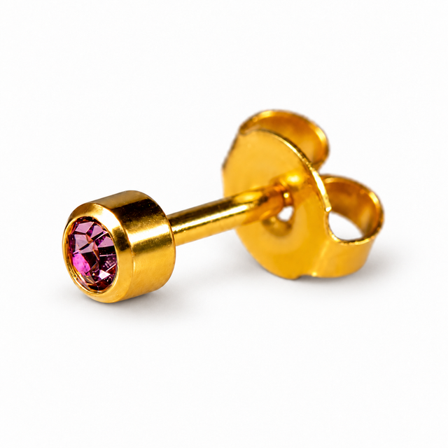 Caflon Blu Piercing Earrings Alexandrite 4 mm (24ct Gold Plated)