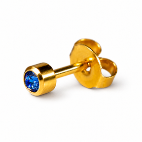 Caflon Blu Piercing Earrings Sapphire 4 mm (24ct Gold Plated)