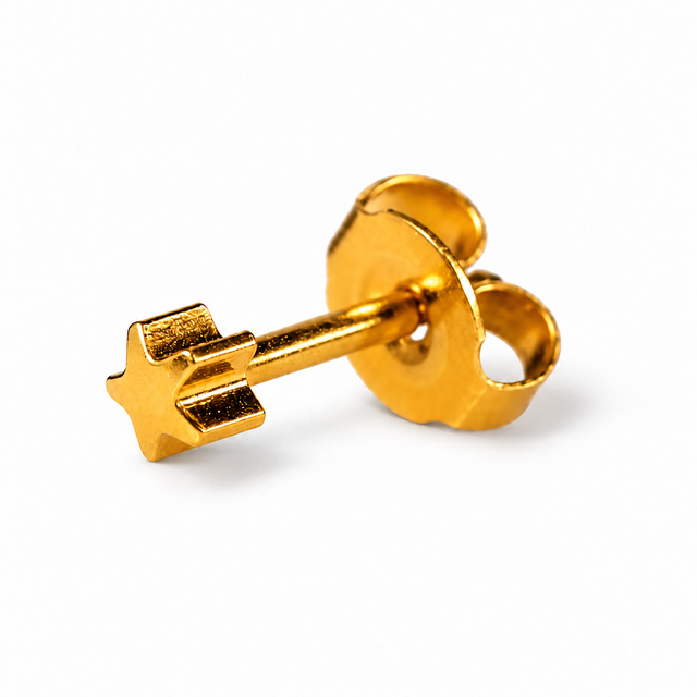 Caflon Blu Piercing Earrings Star 4 mm (24ct Gold Plated)