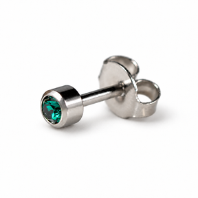 Caflon Blu Piercing Earrings Emerald 4 mm (White Stainless Steel)