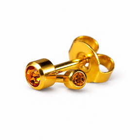 Caflon Blu Piercing Earrings Mini Topaz 3 mm (24ct Gold Plated)