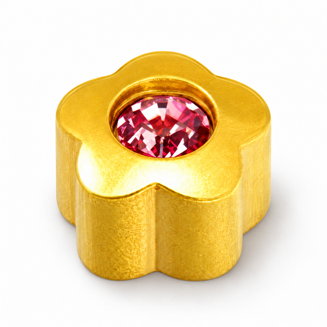 Caflon Blu Piercing Earrings Heart Ruby 4 mm (24ct Gold Plated)