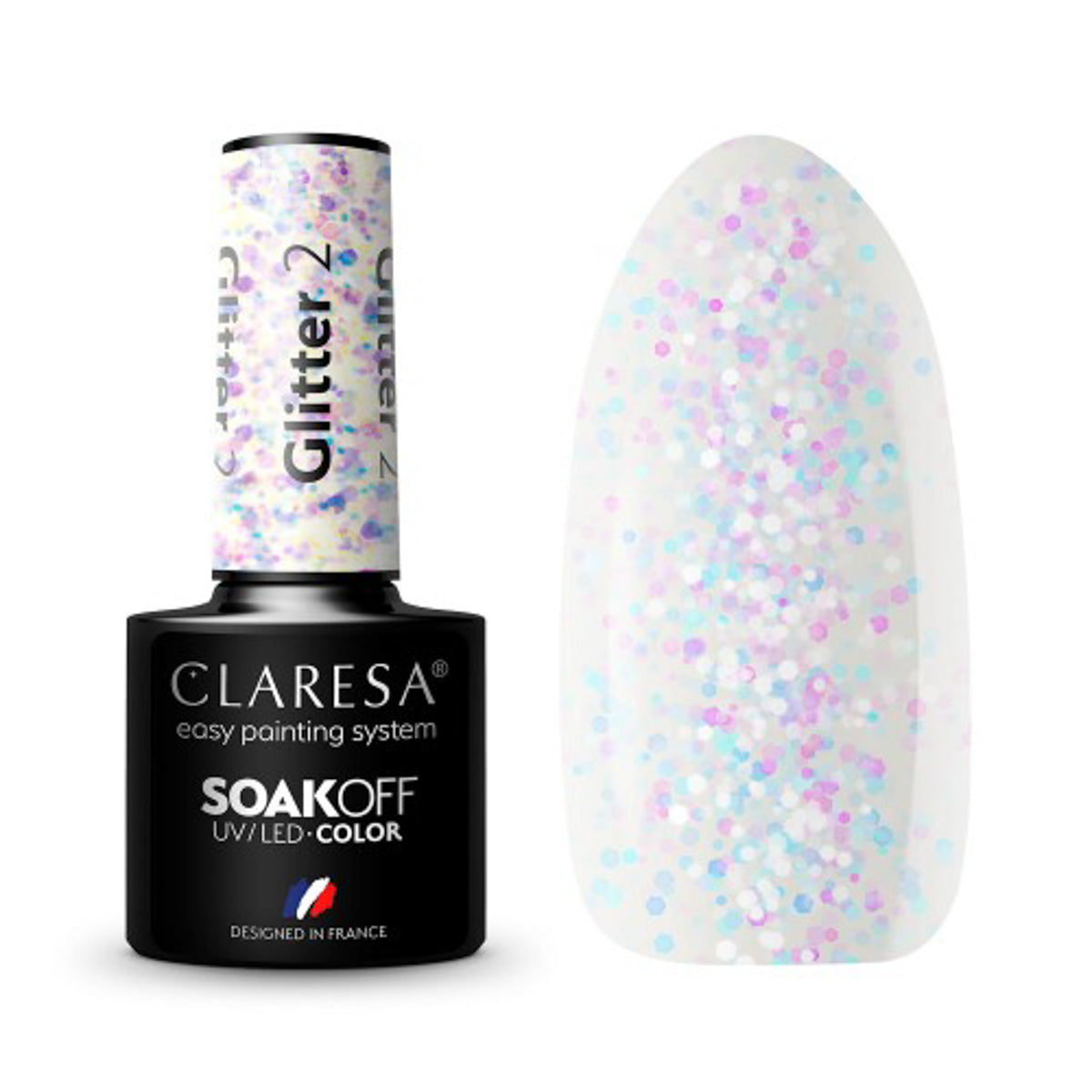 CLARESA Hybrid nail polish GLITTER 2 -5g - BVShop