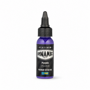 عبوة حبر الوشم Dynamic Platinum Purple بحجم 30ml على خلفية بيضاء مع ظل طبيعي ناعم