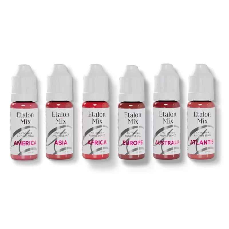 Etalon Mix Lip Set by Antonina Andrusenko featuring six 5ml tubes of colorful lip glosses and balms.