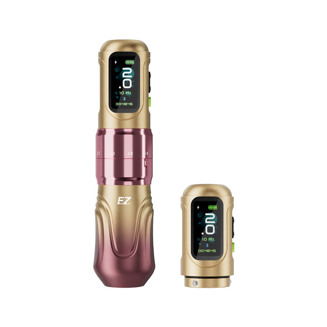 EZ P6 wireless tattoo pen Rose Gold Gradient with additional battery