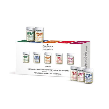Farmona set of active skin care concentrates (derma acne + * 2, hydra quest * 2, amber lavi * 2, scalpel * 2, dermacos * 2) 10x5ml - BVShop