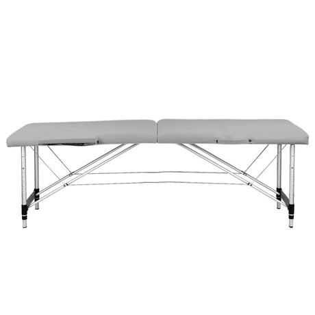 Folding massage table, aluminum, 2-section, gray, comfort - BVShop