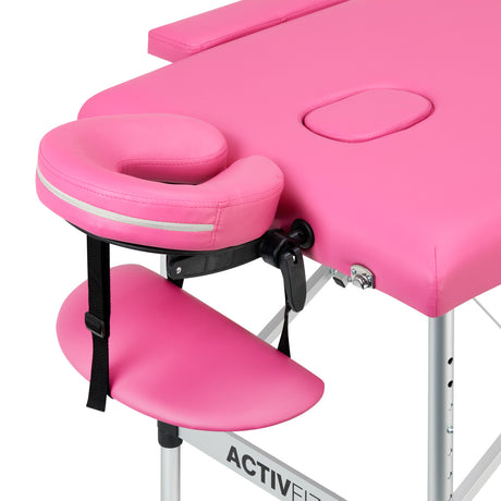 Folding massage table aluminum Activ Fizjo comfort 2 segment pink - BVShop