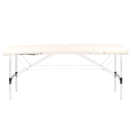 Folding massage table, aluminum comfort, 2-section cream - BVShop
