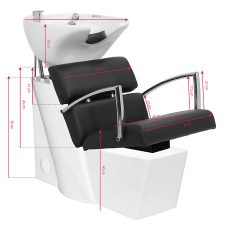 Gabbiano hairdresser wash unit Brussels black - BVShop