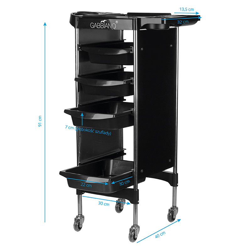 Gabbiano hairdressing trolley fx11-2 black - BVShop