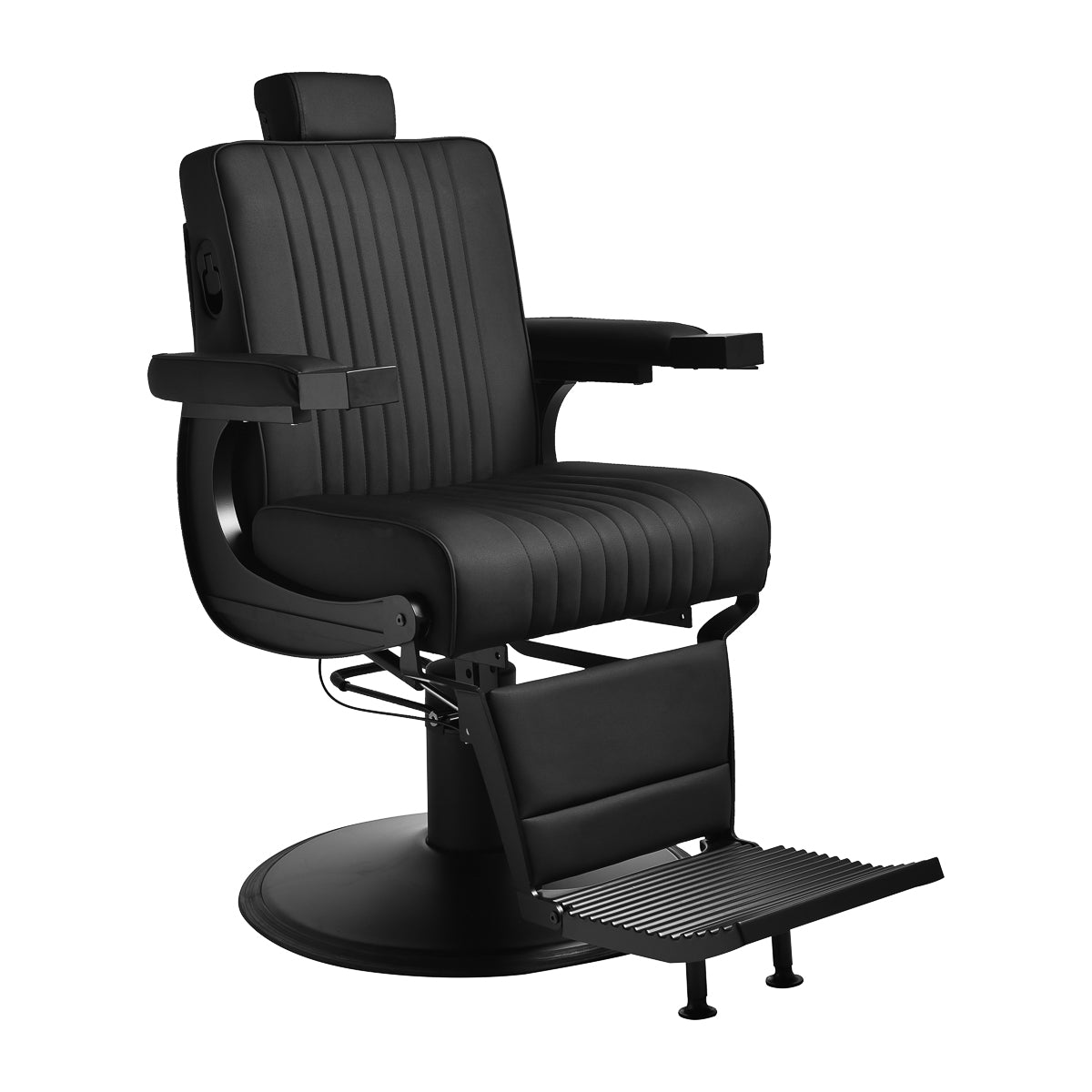 Gabbiano Levi barber chair with black frame black without stitching at the back - BVShop