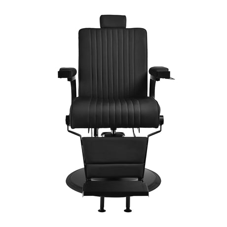 Gabbiano Levi barber chair with black frame black without stitching at the back - BVShop
