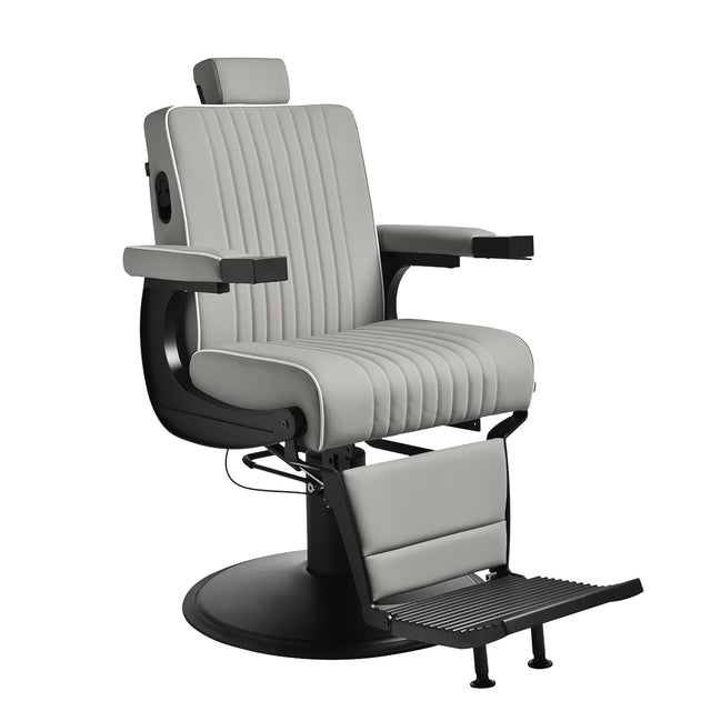 Gabbiano Levi barber chair with black frame gray without stitching at the back - BVShop