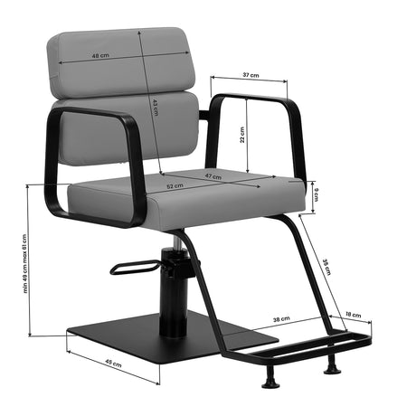 Gabbiano Porto-BM hairdressing chair black gray - BVShop