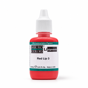 Li Pigments Red Lip 3 bottle on white with a natural shadow