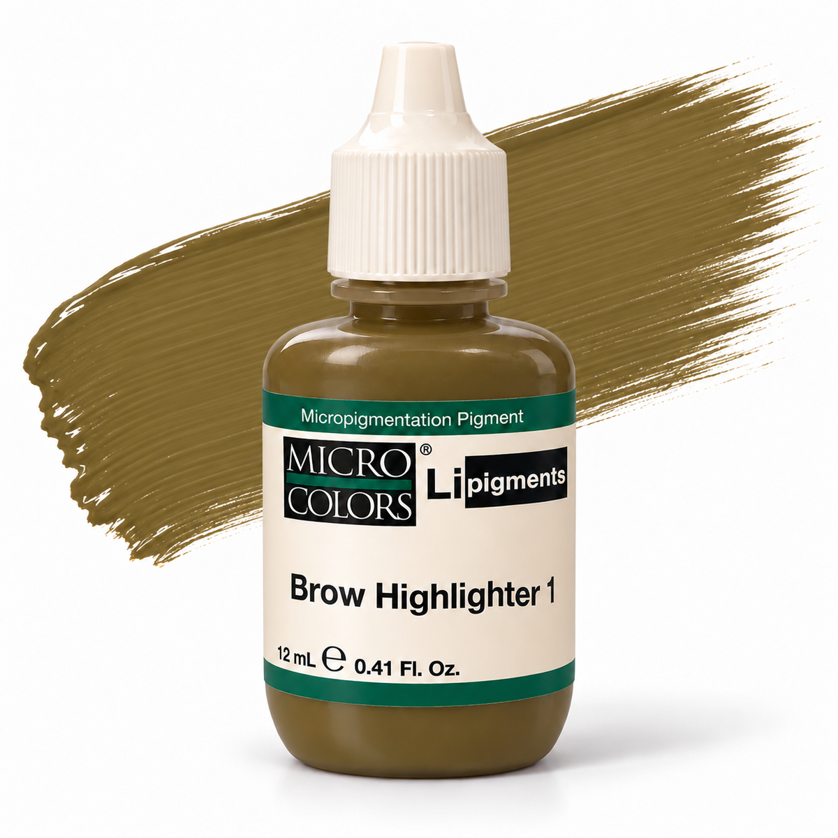 Li Pigments Micro Colors Brow Highlighter 1 Modifier 12ml — bottle with pigment colour smear