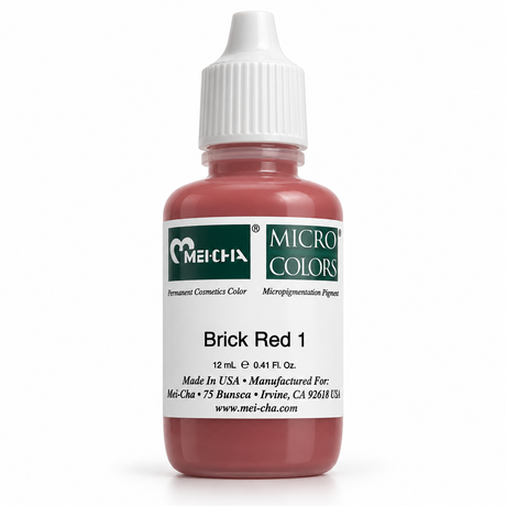 Mei-Cha Micro Colors Brick Red 1 Pigment 12ml — bottle on white background with soft shadow