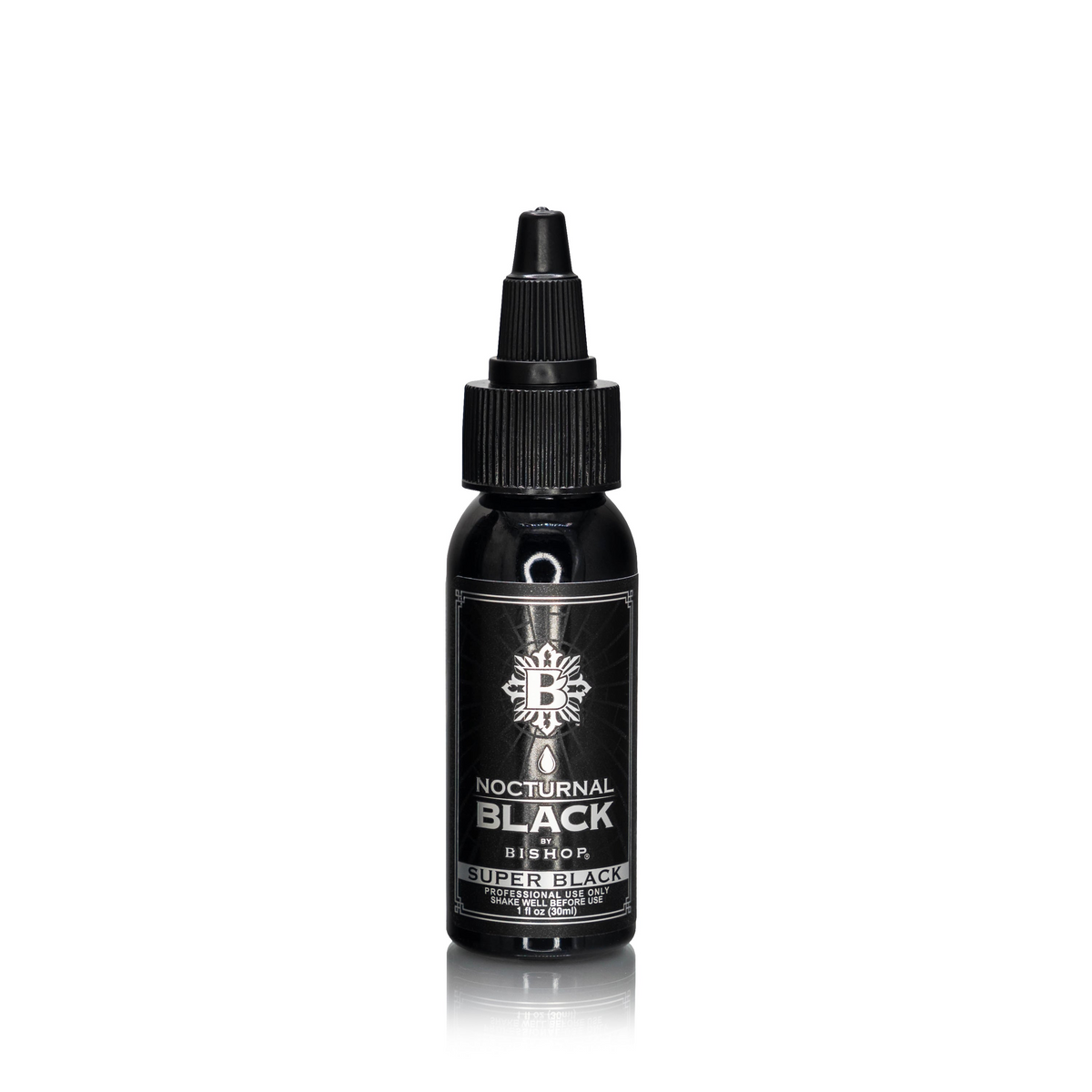 Nocturnal By Bishop Super Black 30ml — زجاجة على خلفية بيضاء