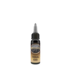 Panthera Tribal XXX Black 30ml bottle, REACH approved, featuring a sleek black design with tribal artwork, for grooming or styling.