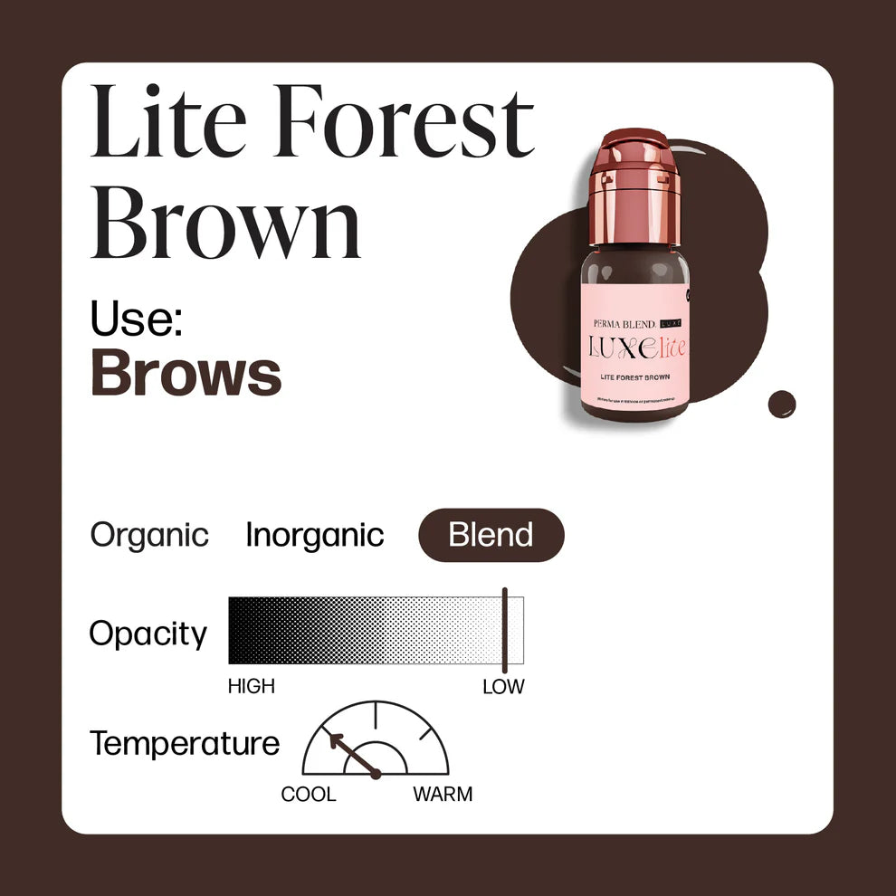 Perma Blend Luxe Lite Forest Brown colour information for brow PMU