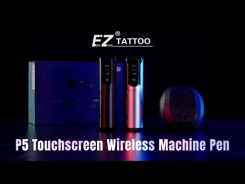 قلم ماكينة الوشم اللاسلكي EZ Tattoo P5 بشاشة لمس باللون الأسود
