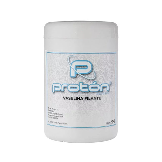Proton Vaselin 1000ml container showing clear, smooth petroleum jelly suitable for skin moisturizing and soothing.