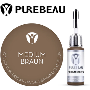 Purebeau Medium Brown 10ml HiCON، عبوة صبغة للحواجب وعينة لون