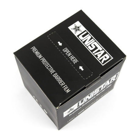 Unistar transparent self-adhesive protective film, 10x15cm, shown in a roll with multiple sheets for surface protection.
