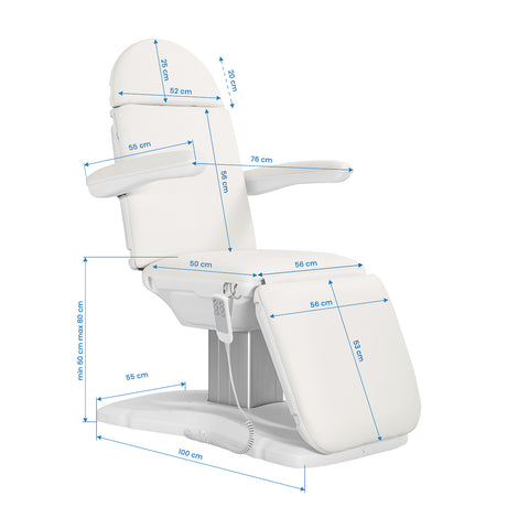 Sillon Eclipse electric cosmetic chair 3 actuators white - BVShop