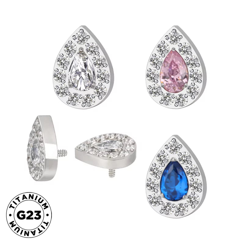 خاتم تيتانيوم مرصع بشكل كمثرى