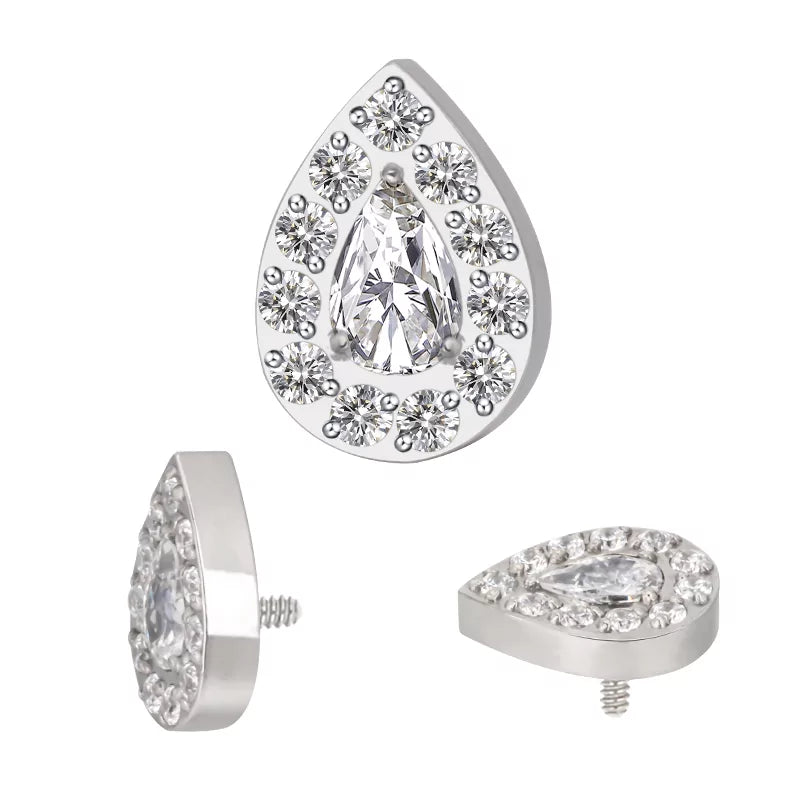 خاتم تيتانيوم مرصع بشكل كمثرى