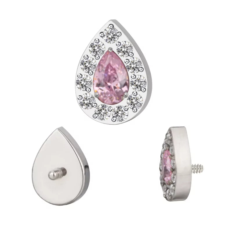 خاتم تيتانيوم مرصع بشكل كمثرى