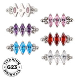 خاتم التيتانيوم بثلاث خرزات وحافة