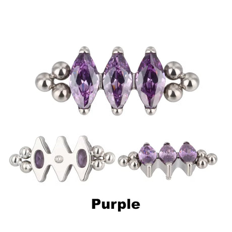 خاتم التيتانيوم بثلاث خرزات وحافة