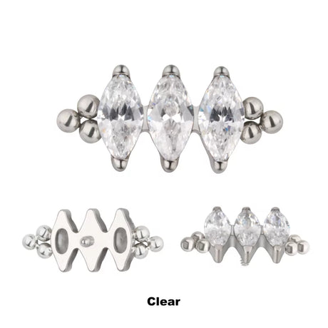 خاتم التيتانيوم بثلاث خرزات وحافة