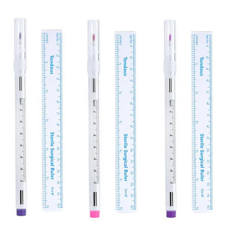 Tondaus Surgical Skin Marker 1.00mm With Ruler Purple/Blue/Pink - BVShop