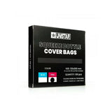 Unistar squeeze bottle bags in pink and blue, flexible plastic bags designed for easy storage and dispensing of liquids.